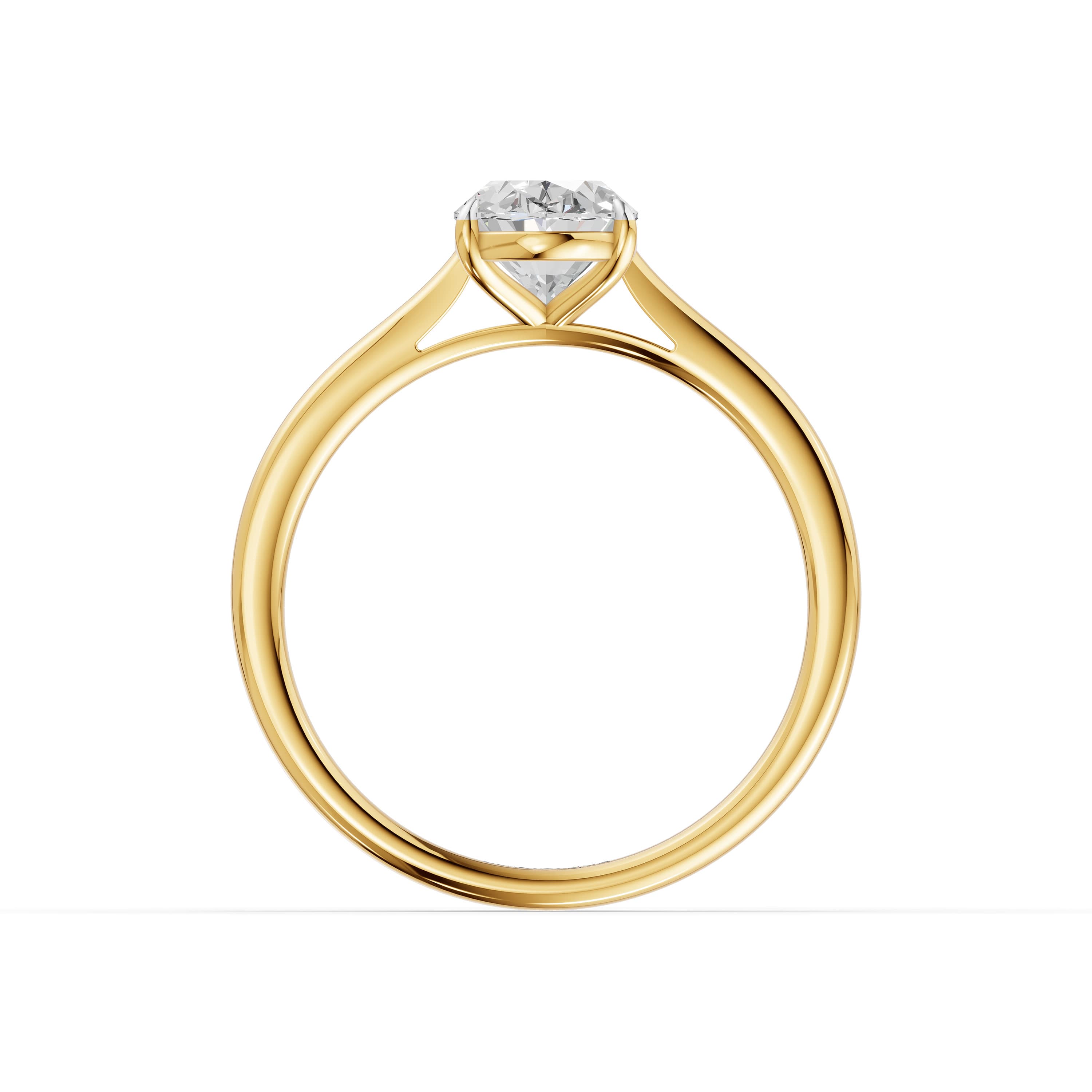 N°04 Oval Solitaire Ring in yellow gold with lab grown diamonds, view 4