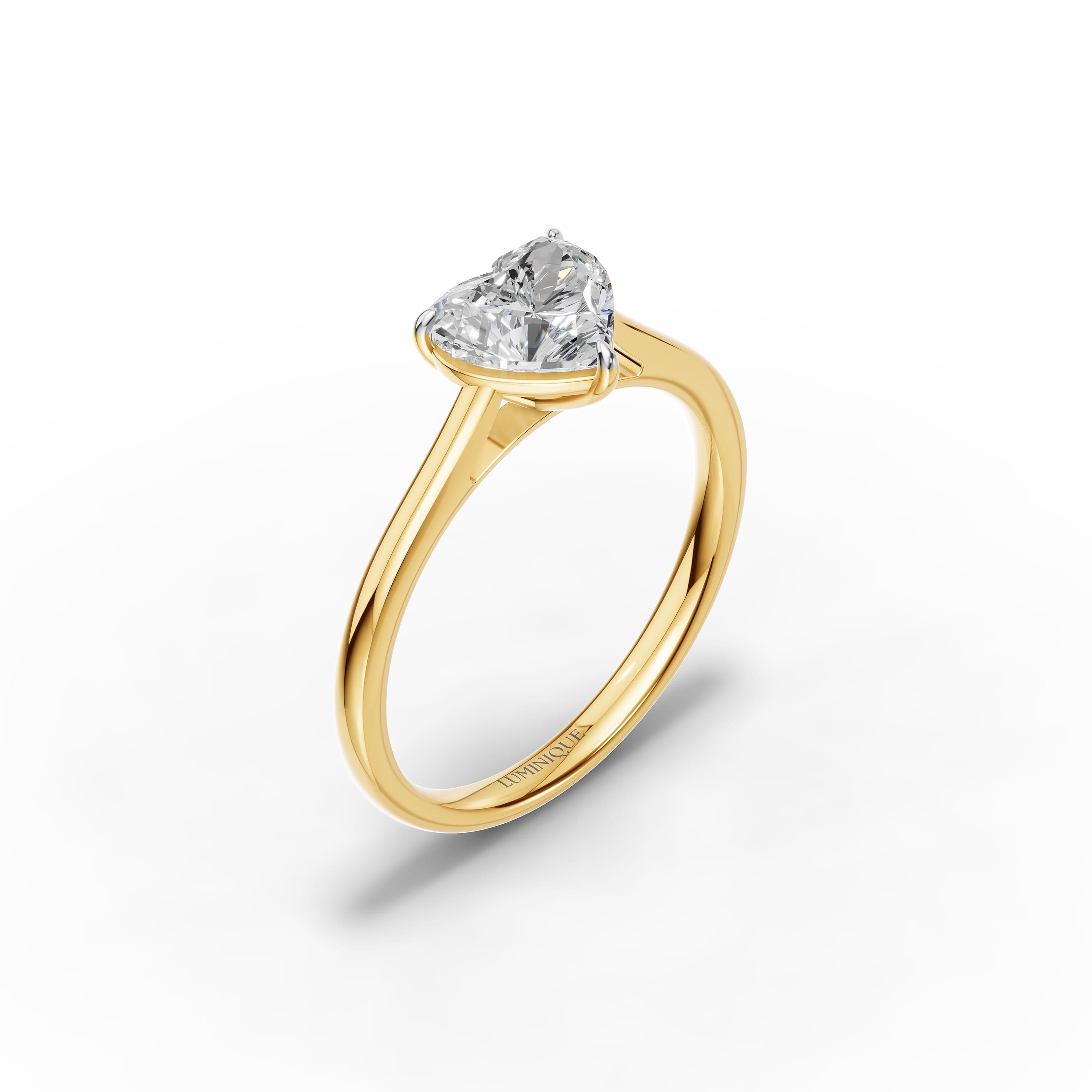 N°10 Heart Solitaire Ring in yellow gold with lab grown diamonds, view 3
