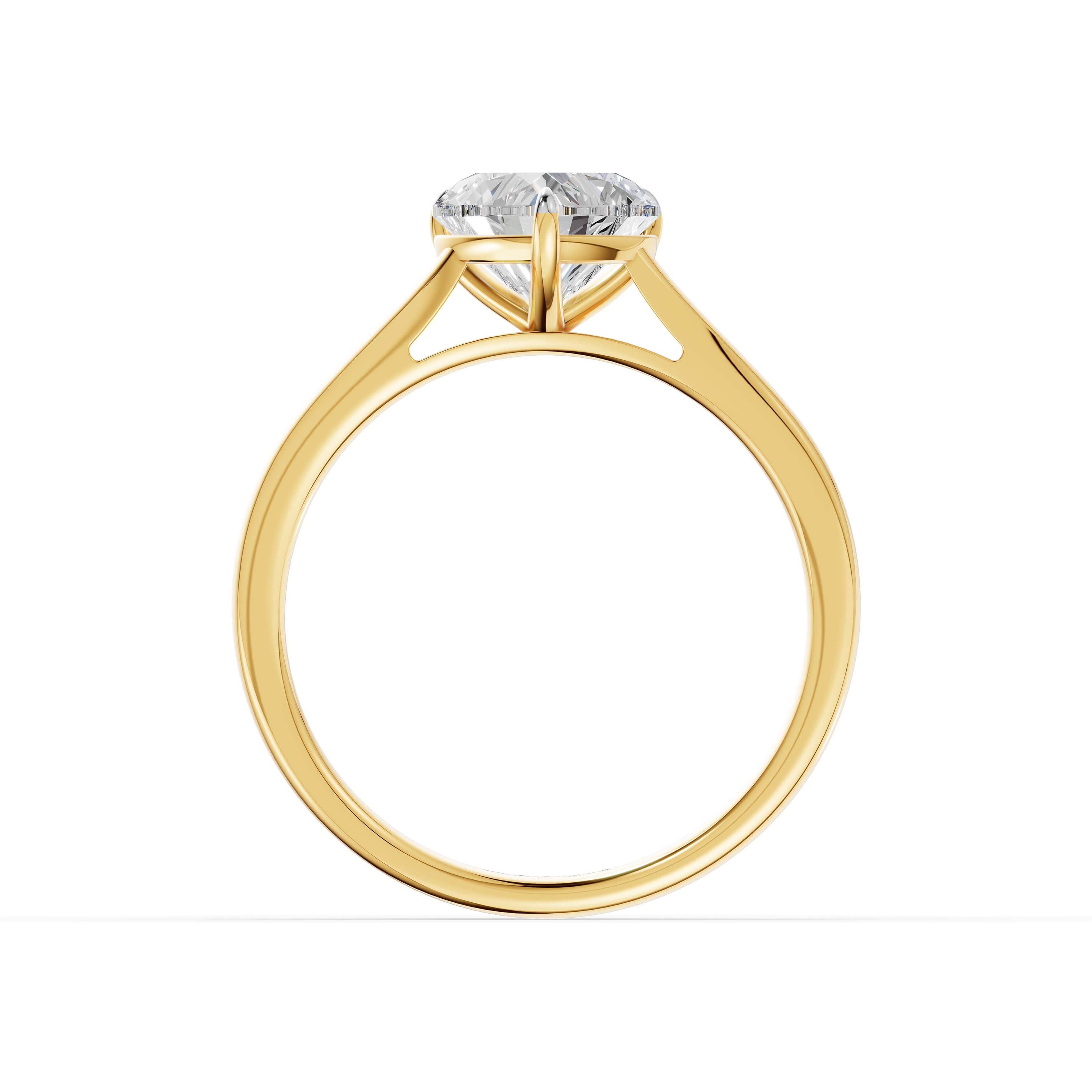 N°10 Heart Solitaire Ring in yellow gold with lab grown diamonds, view 4