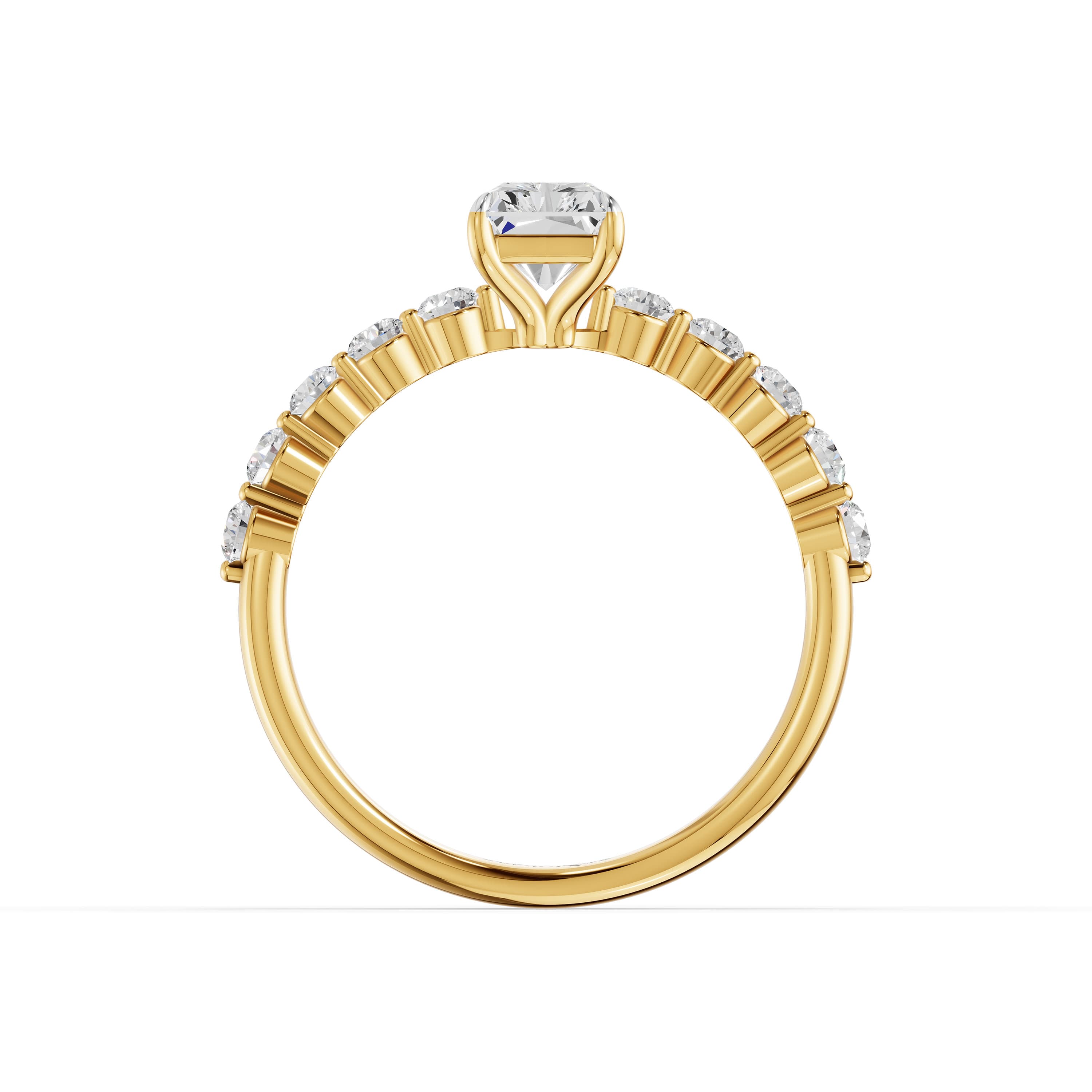 Slate Emerald Halo Ring in yellow gold with lab grown diamonds, view 4