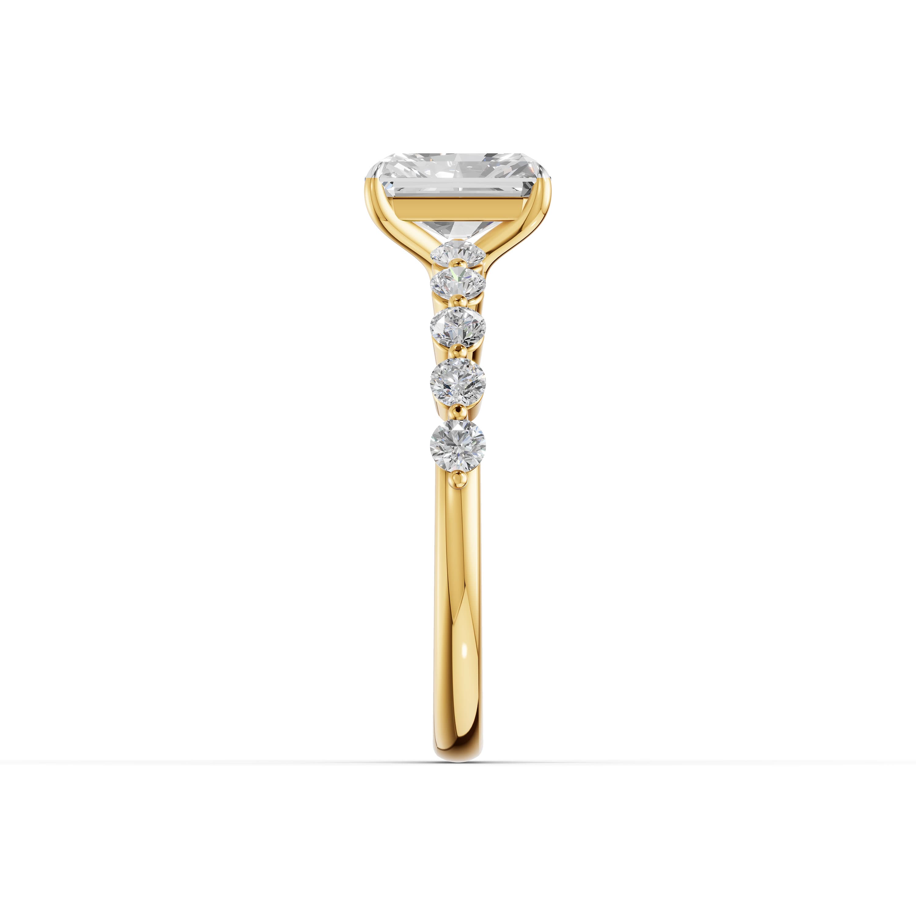 Slate Emerald Halo Ring in yellow gold with lab grown diamonds, view 5
