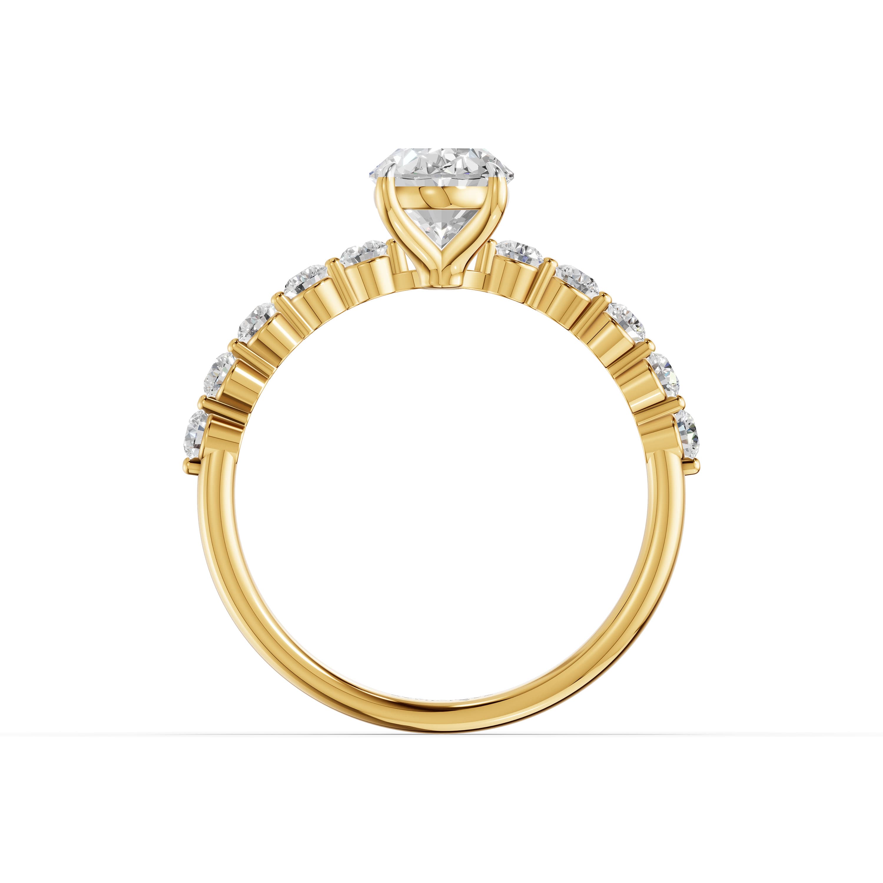Glow Oval Halo Ring in yellow gold with lab grown diamonds, view 4