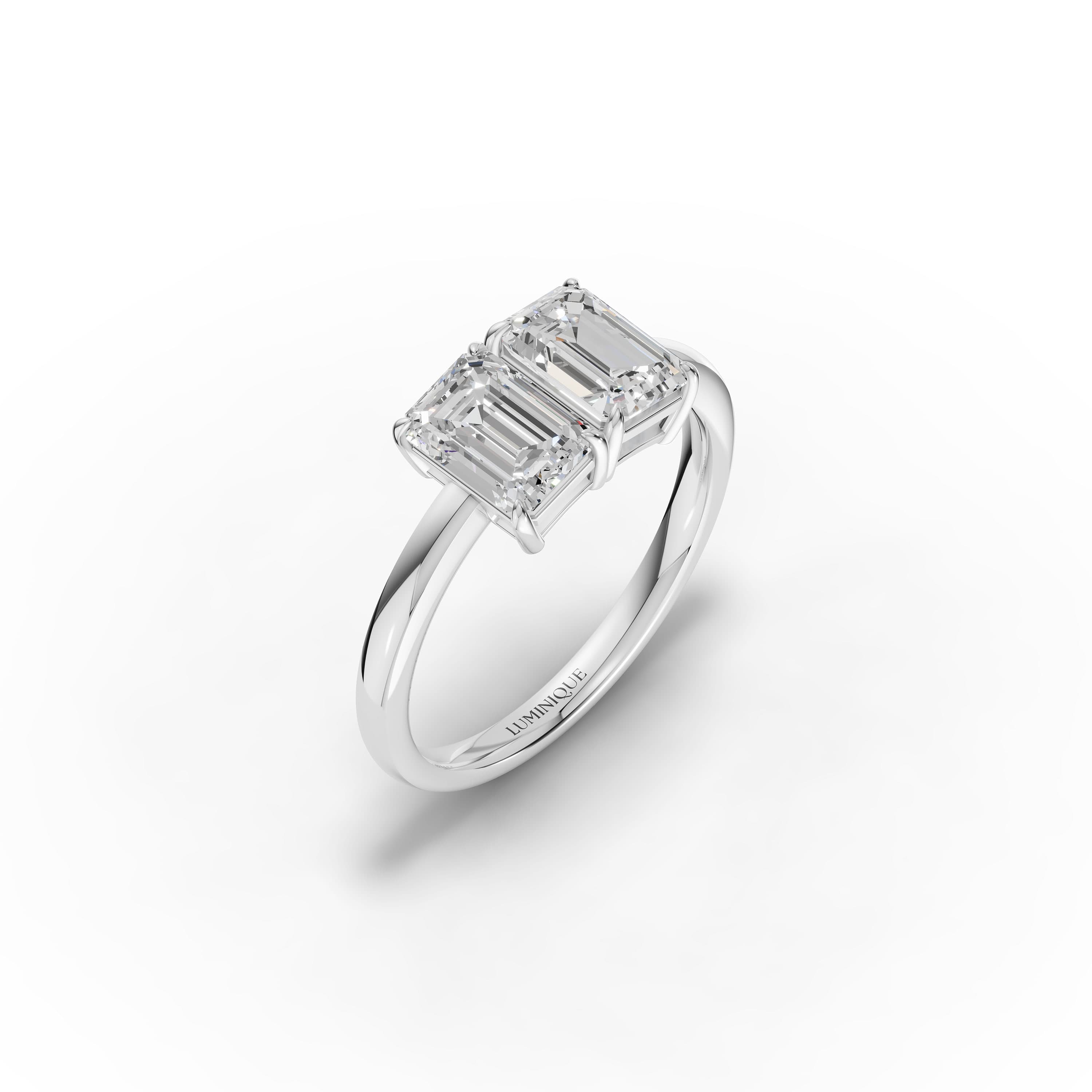 Vellum Toi et Moi Ring in white gold with lab grown diamonds, view 3