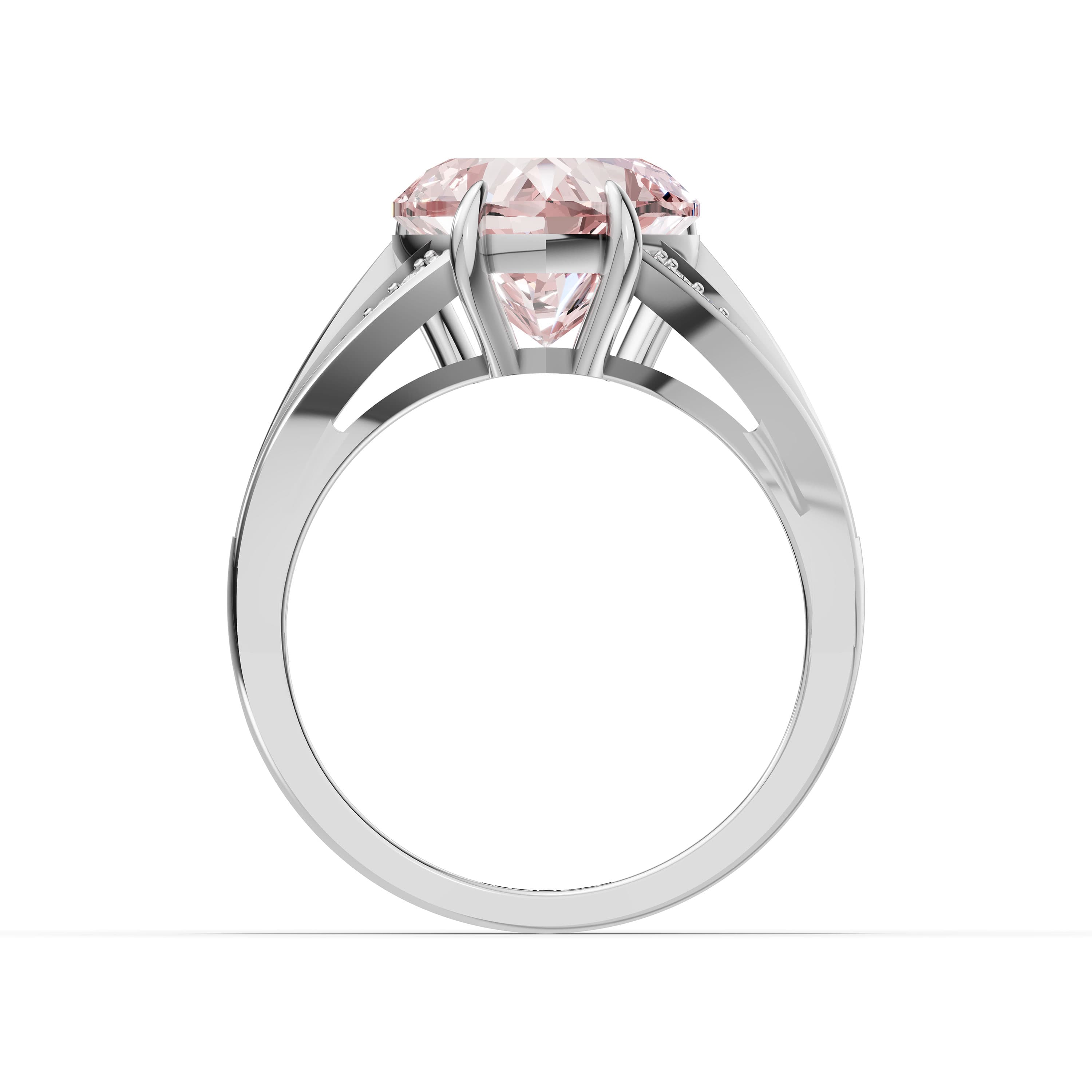 Juliette Heart Halo Ring in white gold with lab grown diamonds and pink lab grown diamond, view 4