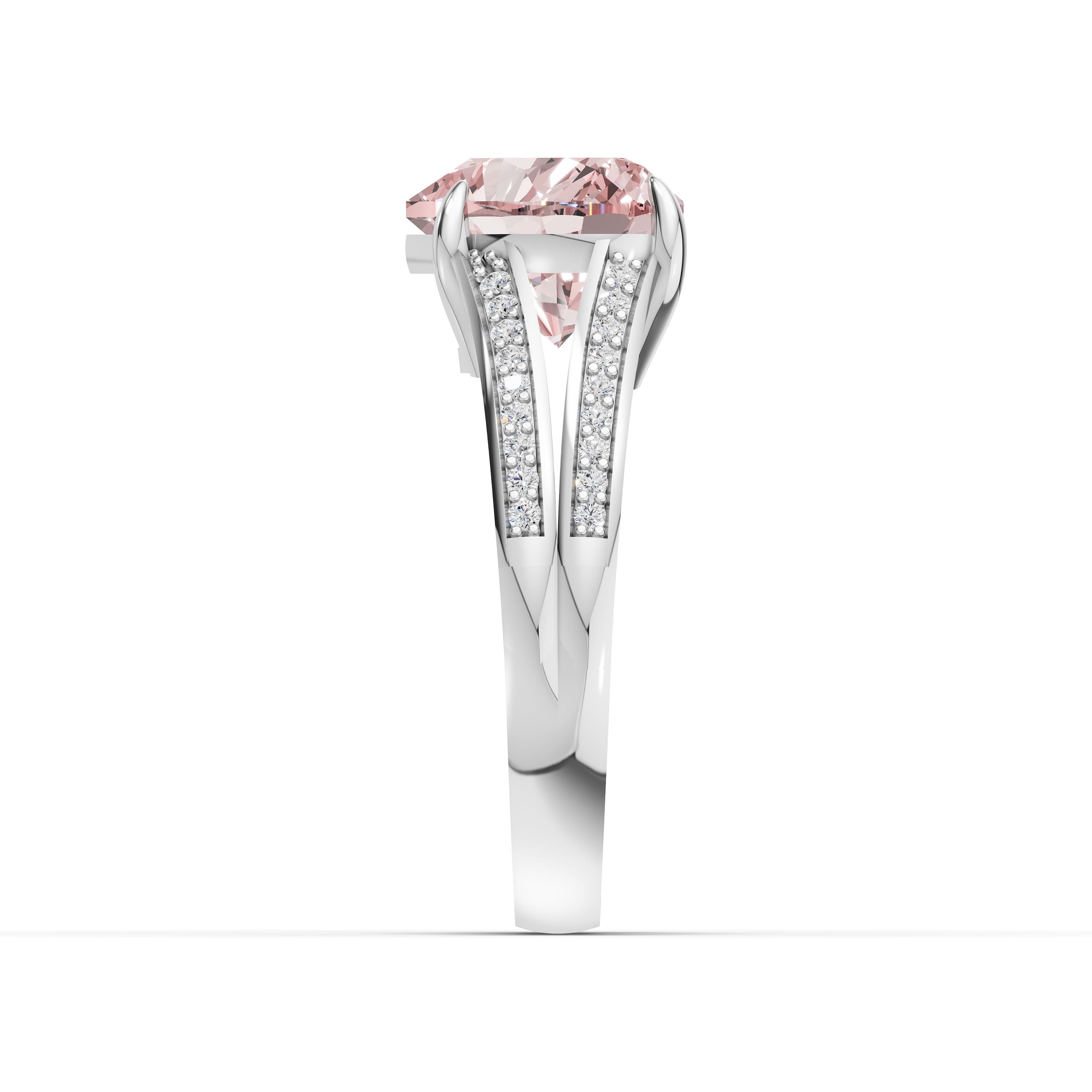 Juliette Heart Halo Ring in white gold with lab grown diamonds and pink lab grown diamond, view 5