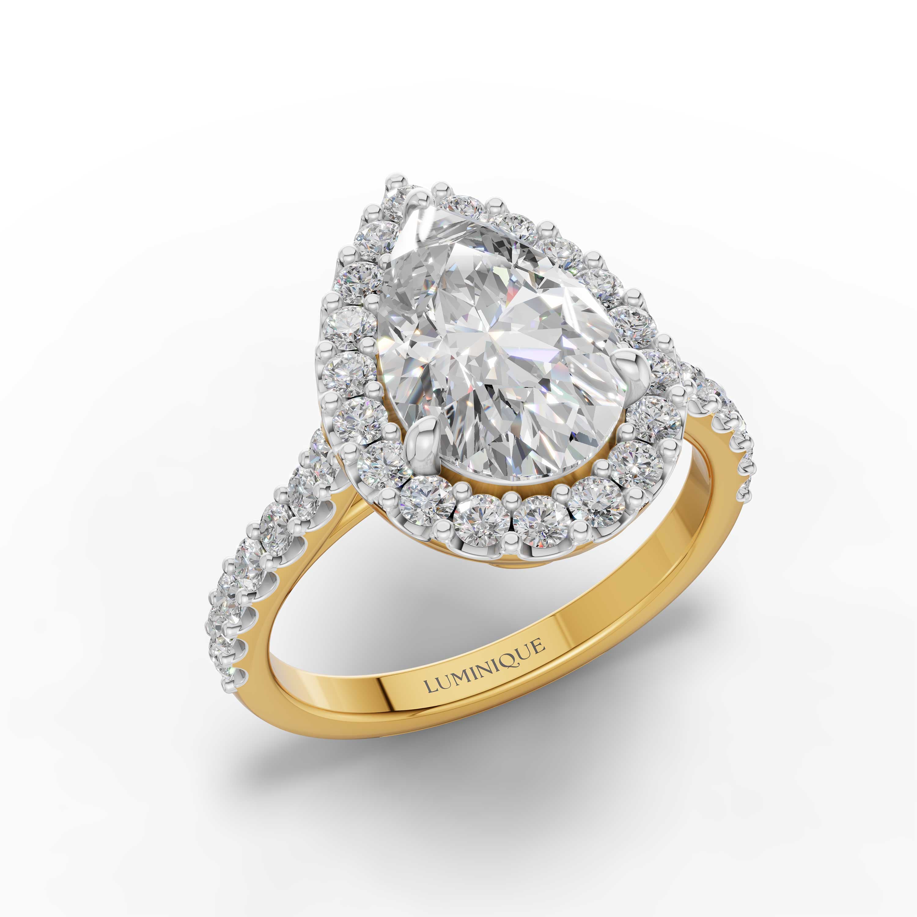 Tulip Pear Halo Ring