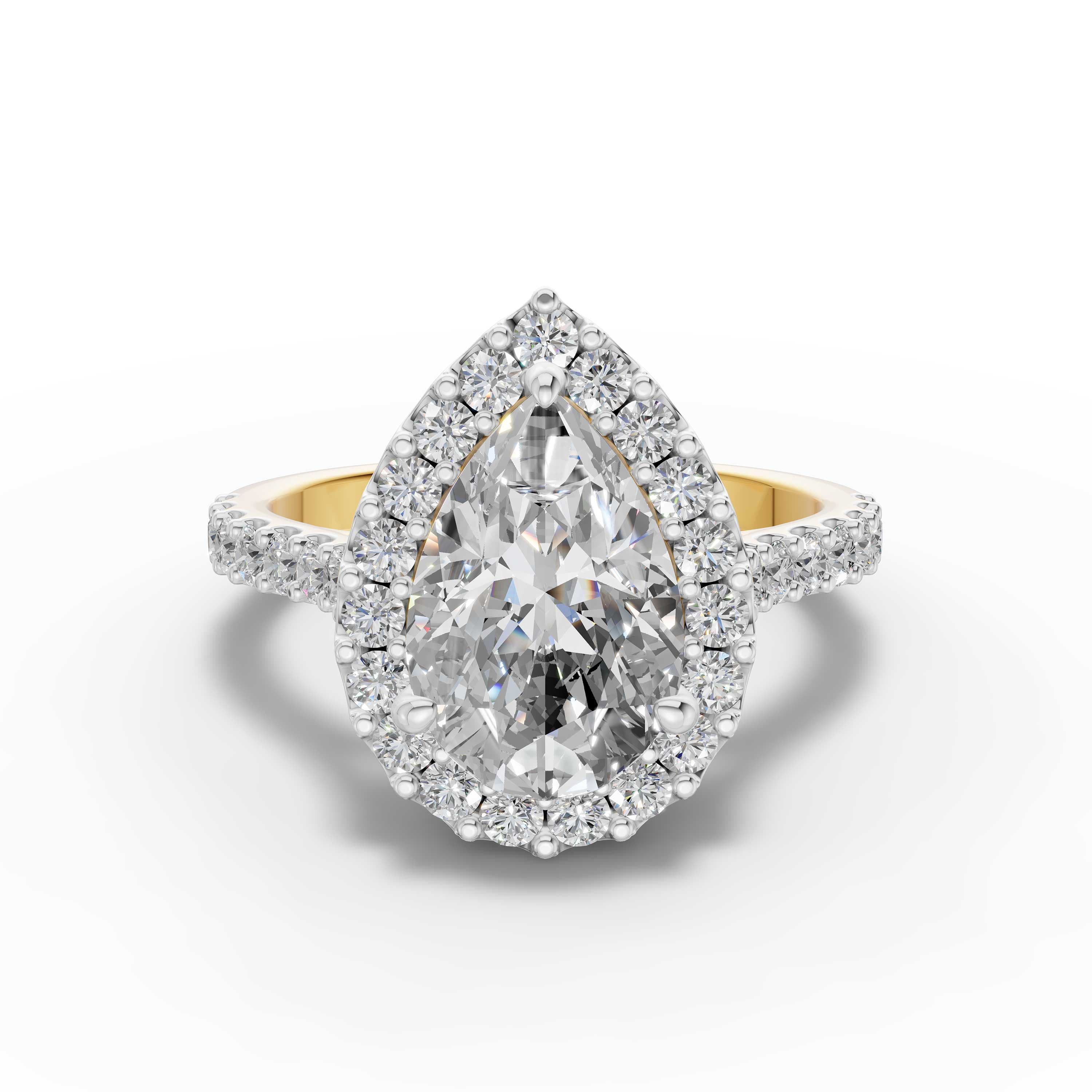 Tulip Pear Halo Ring