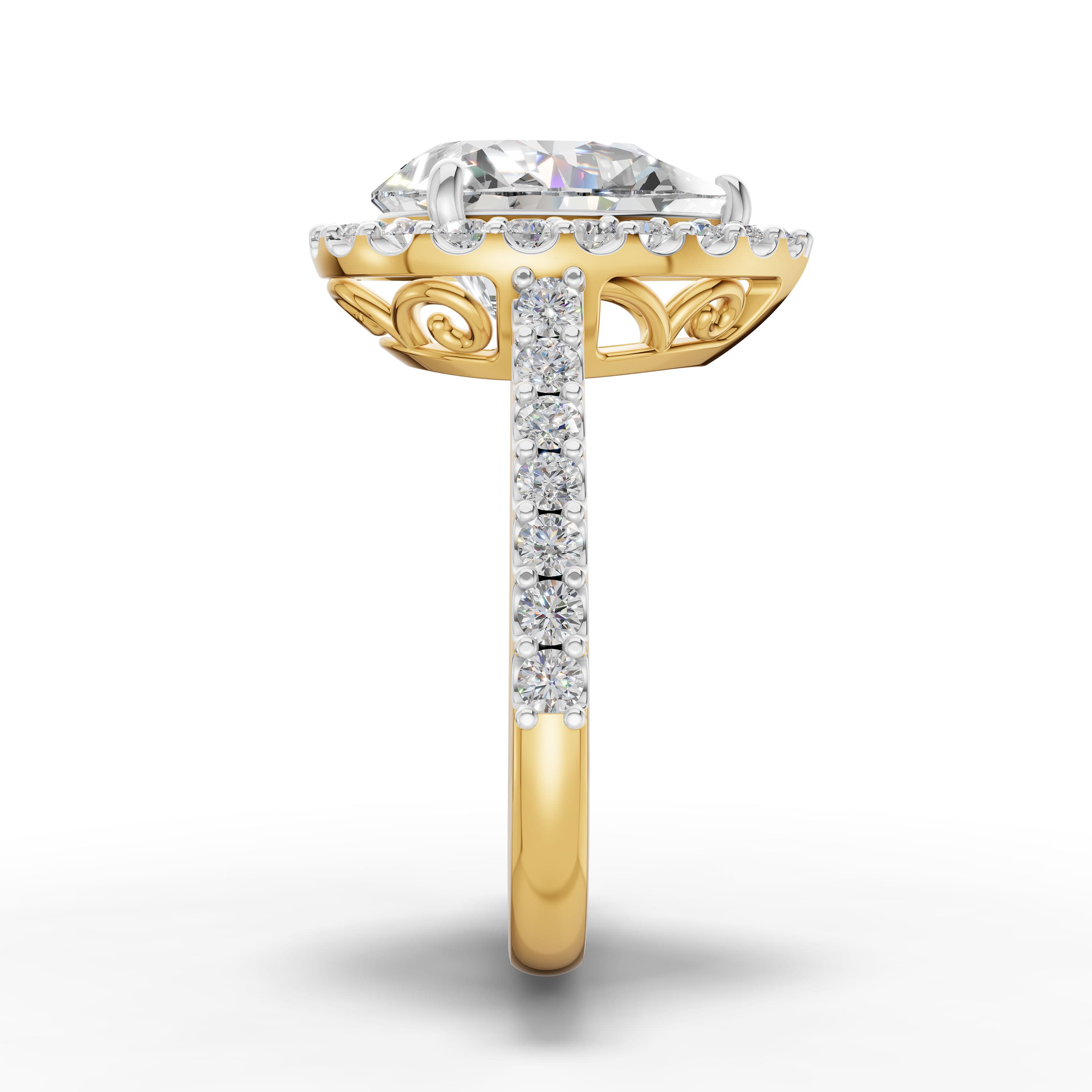 Tulip Pear Halo Ring