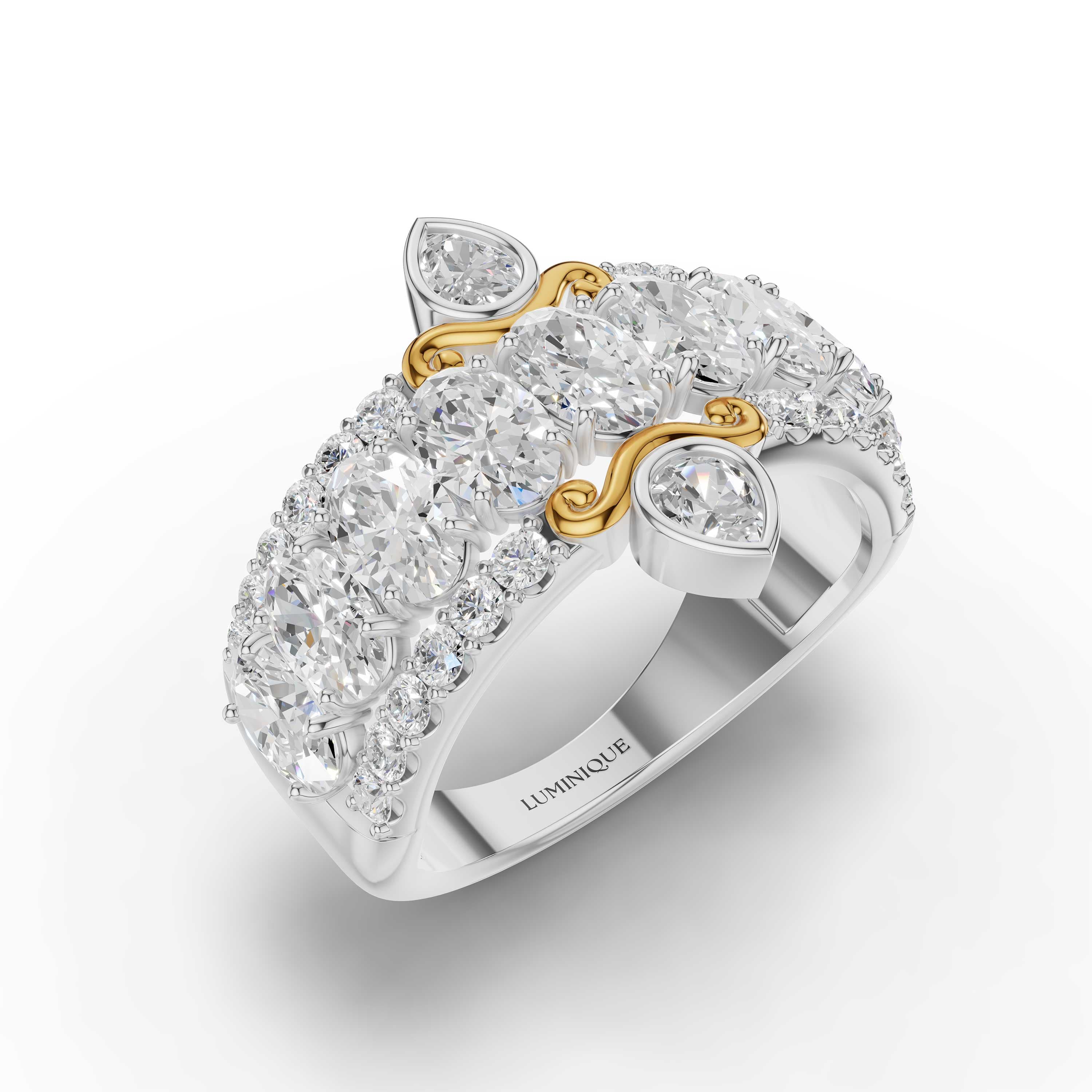 Ochre Multi-Stone Cluster Ring