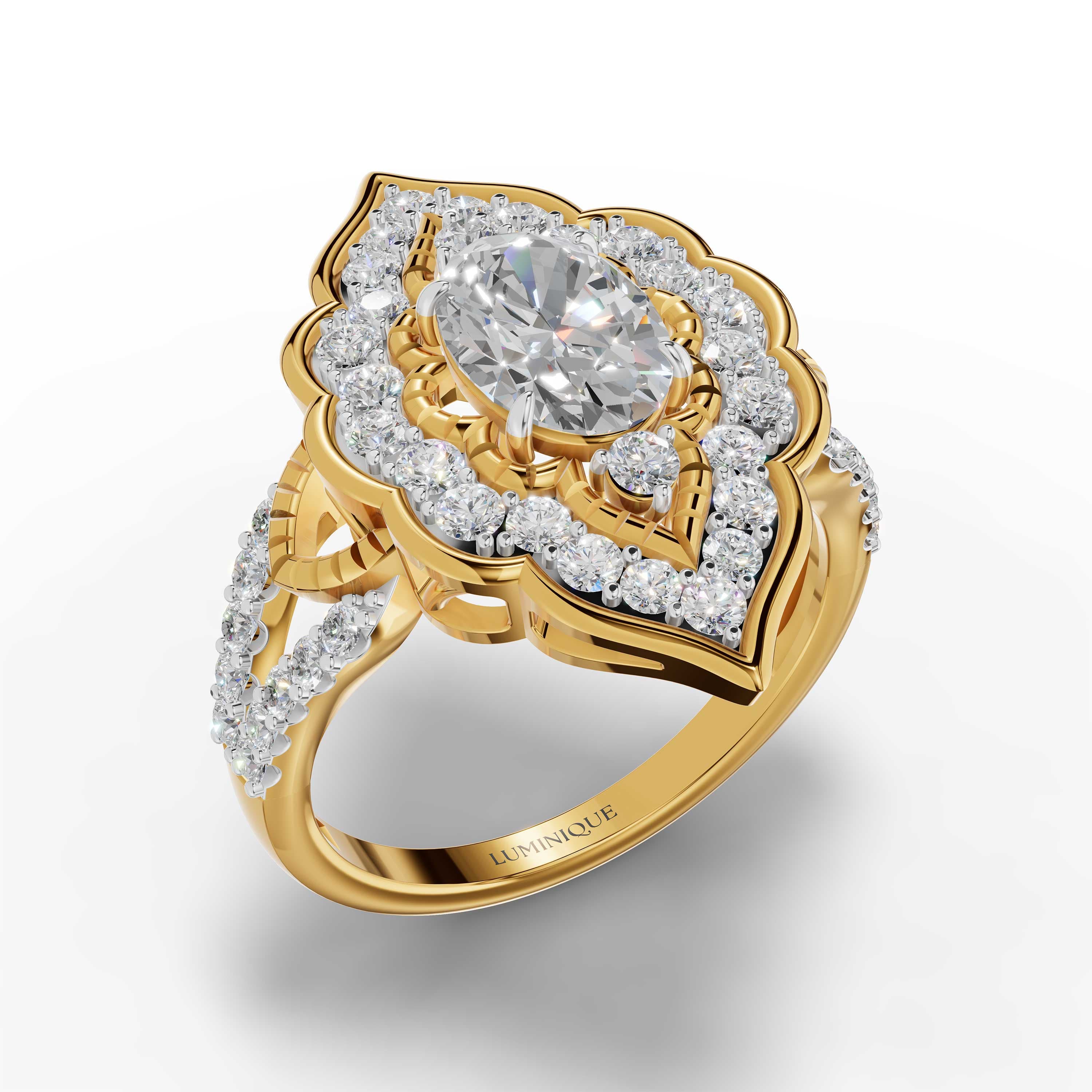 Crescent Oval Cluster Ring