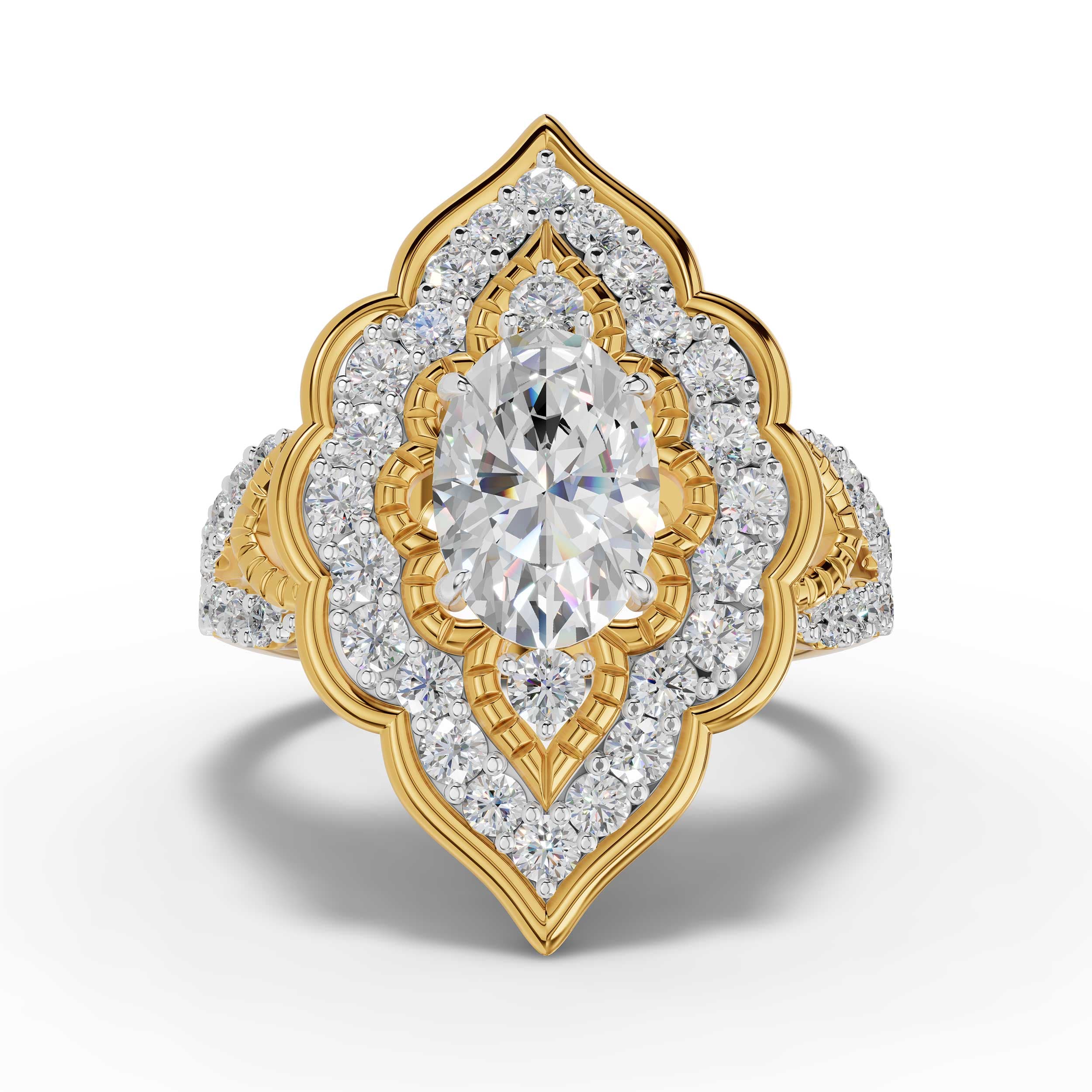 Crescent Oval Cluster Ring
