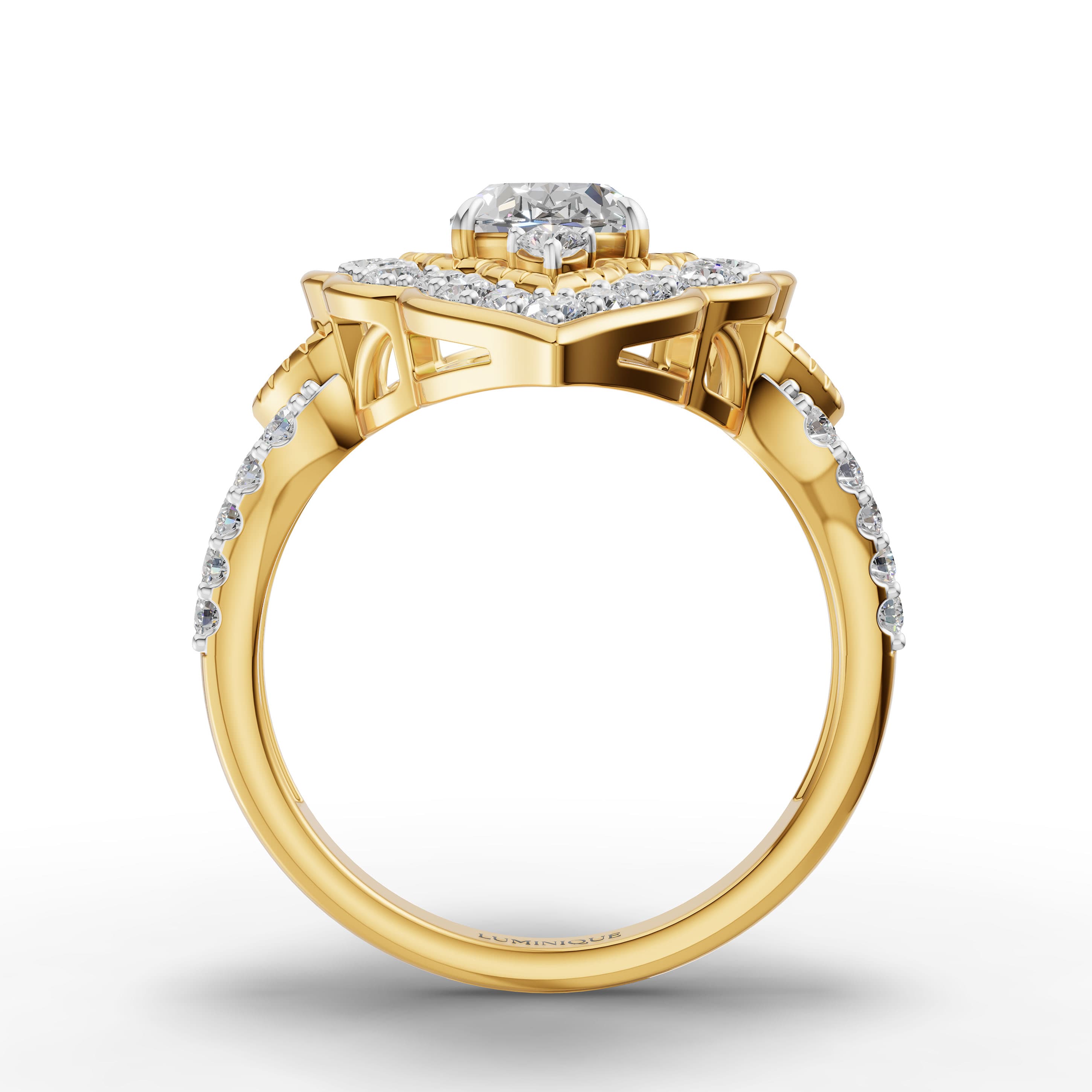 Crescent Oval Cluster Ring