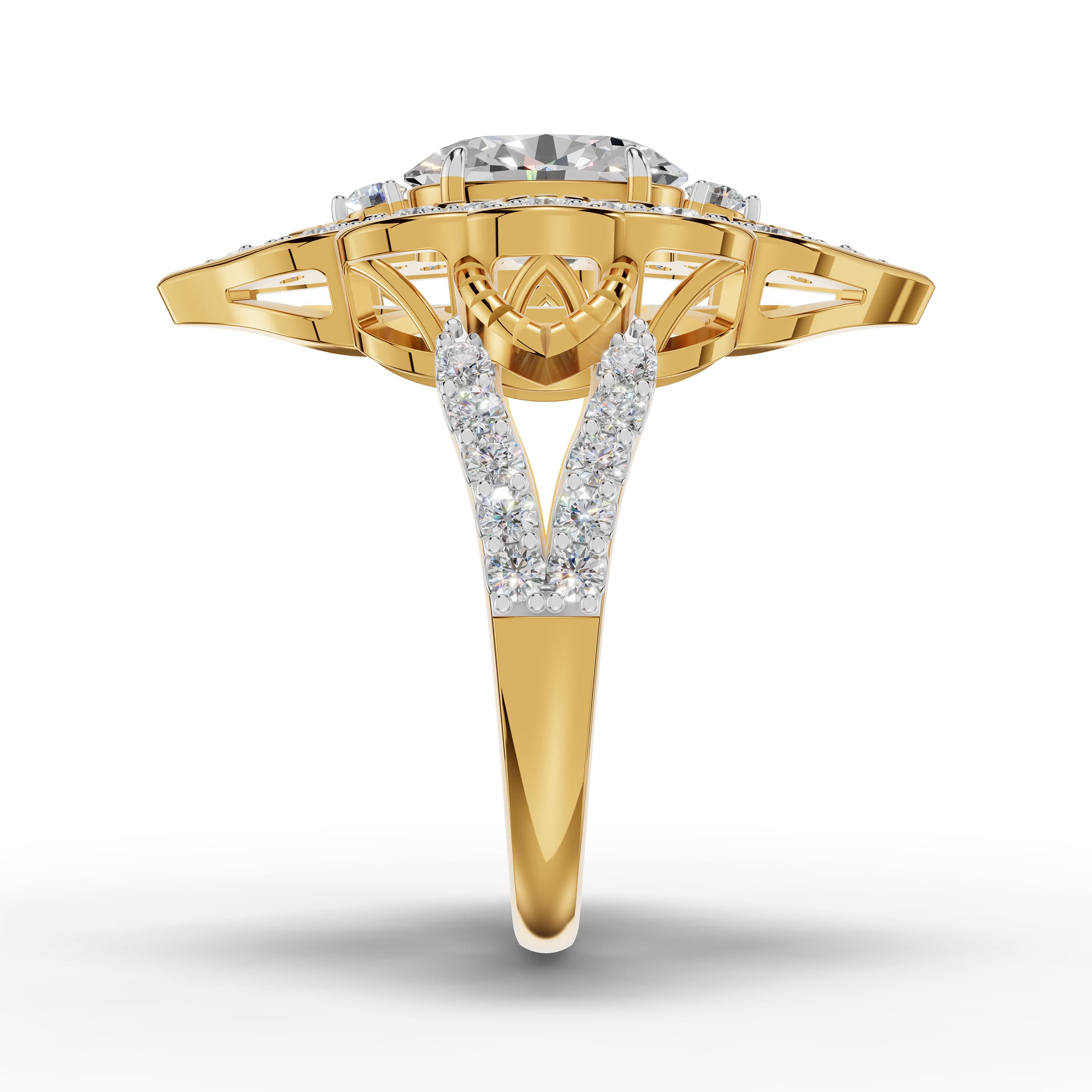 Crescent Oval Cluster Ring